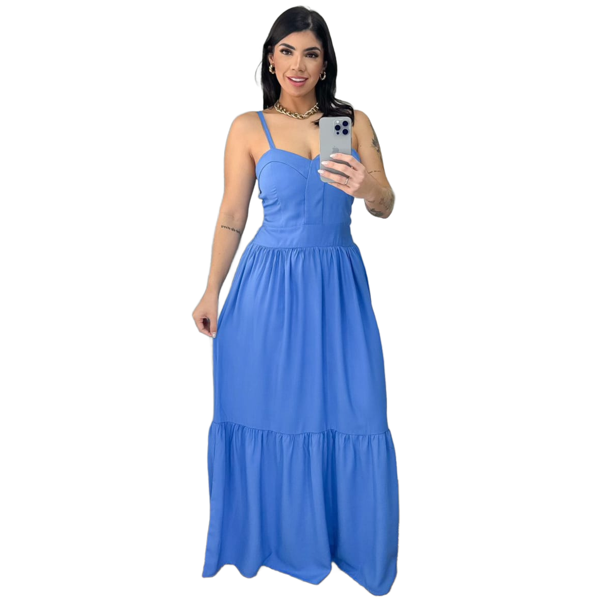 Vestido longo Viscolinho